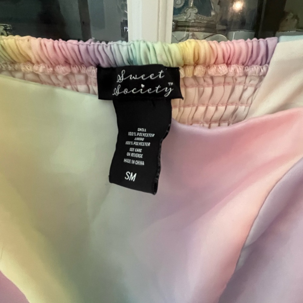 Hot Topic Sweet Society Pastel Rainbow Puff Sleeve Fairy Dress pride size SM